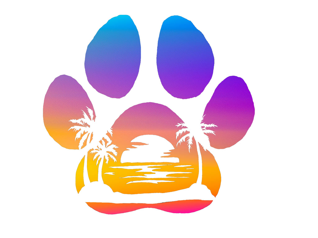 Beach Scene Dog Paw Decal